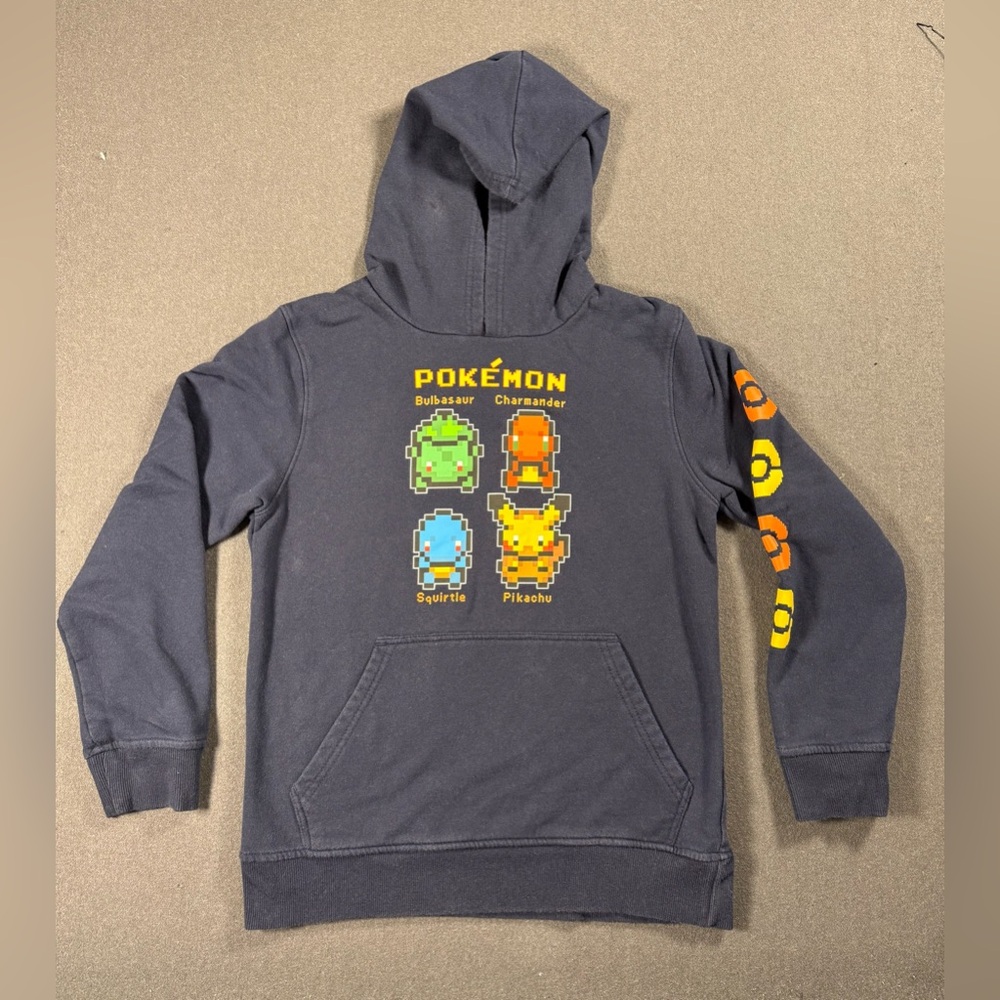 Pokemon Graphic Print Hoodie Boys (Youth/Kids) Size M Blue Pullover Sweatshirt